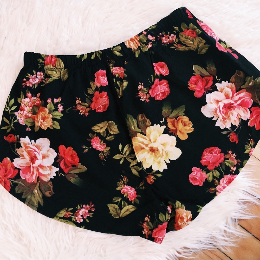 Floral High Waist Shorts